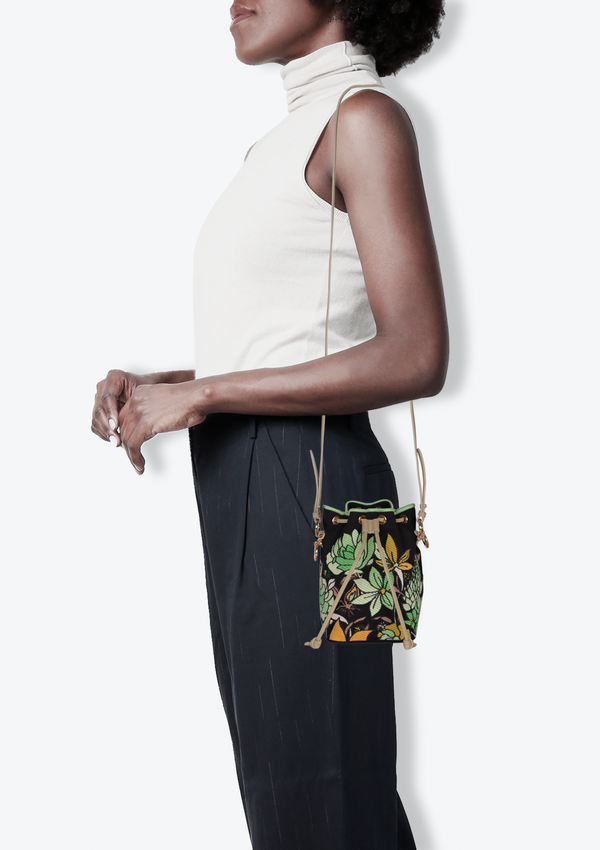 MINI MON TRESOR FLORAL BUCKET BAG