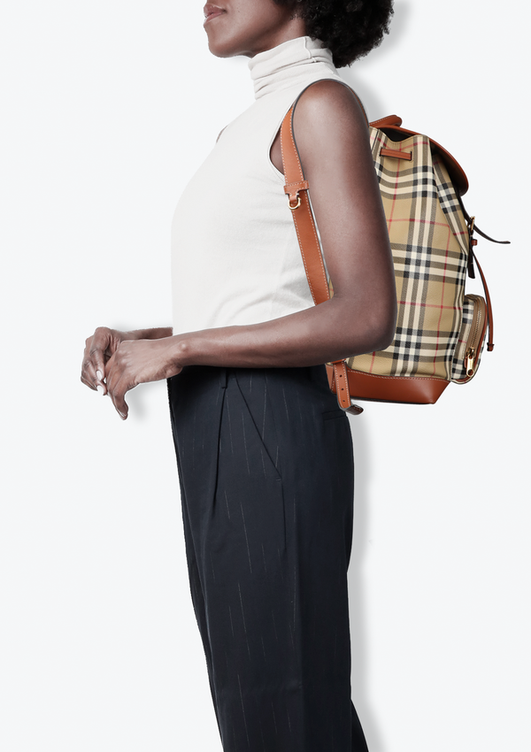 VINTAGE CHECK DRAWSTRING BACKPACK