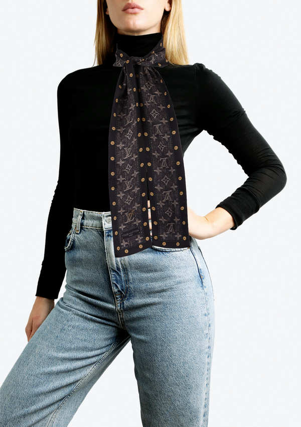 MONOGRAM DENIM BANDEAU SCARF