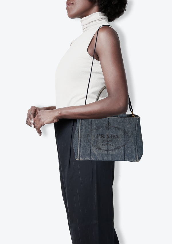 SMALL DENIM CANAPA LOGO TOTE