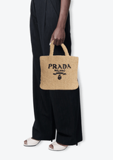 RAFFIA LOGO TOTE