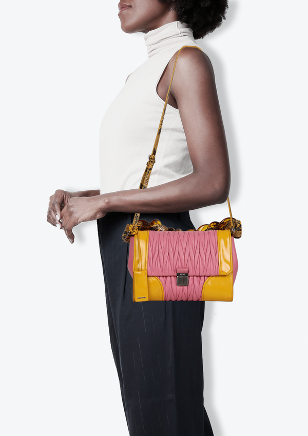 PYTHON MATELASSÉ TOP HANDLE BAG