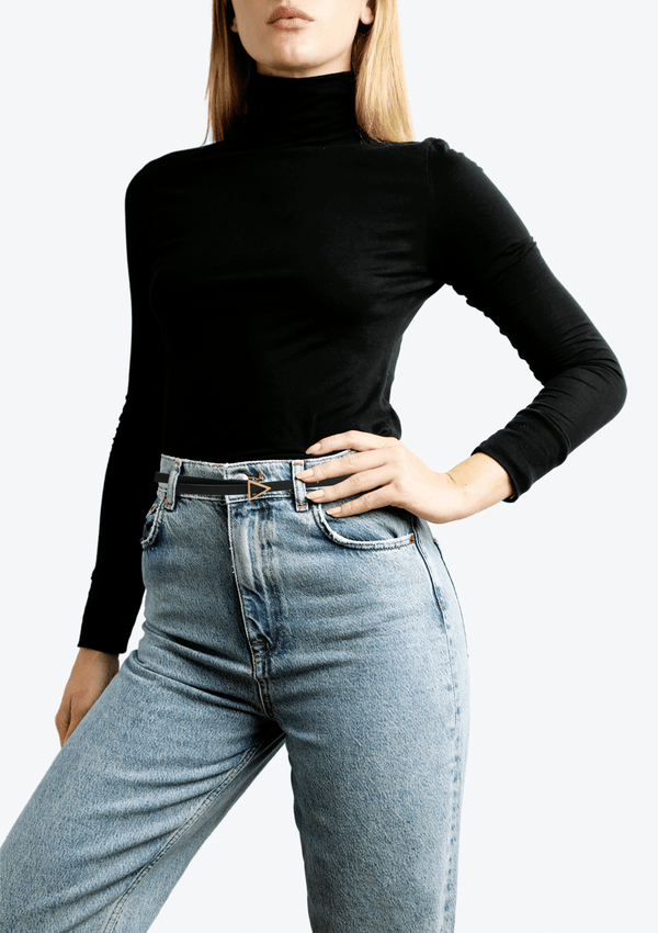 TRIANGLE SKINNY LEATHER BELT 80