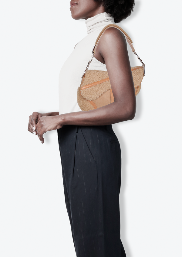 SHEARLING SADDLE BAG