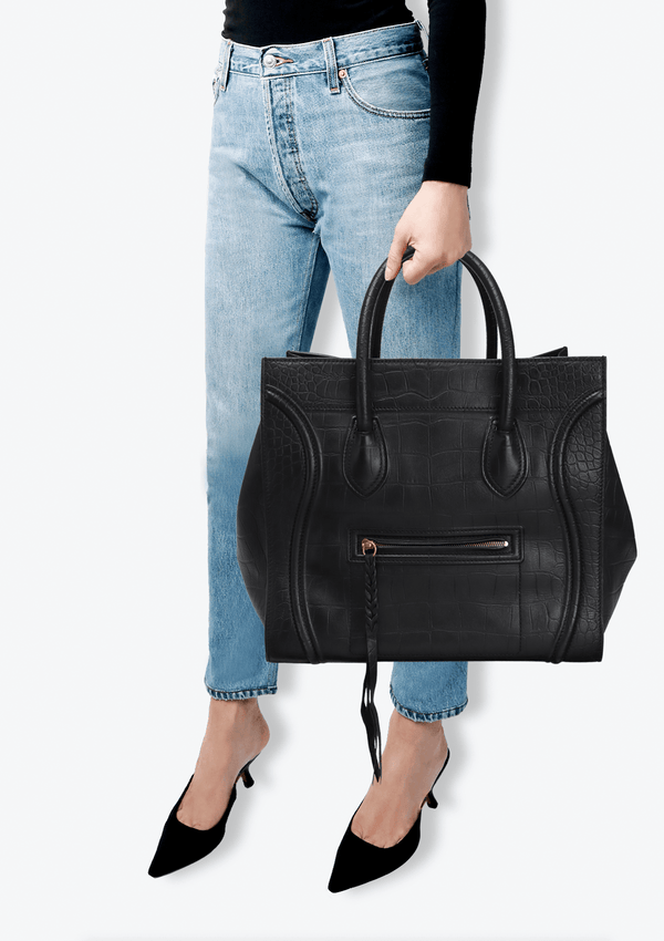 CROCODILE EMBOSSED MEDIUM LUGGAGE TOTE