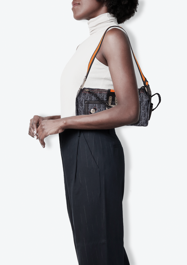 BLUE DENIM OBLIQUE SHOULDER BAG