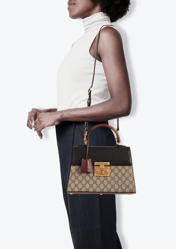 SMALL GG SUPREME PADLOCK TOP HANDLE BAG