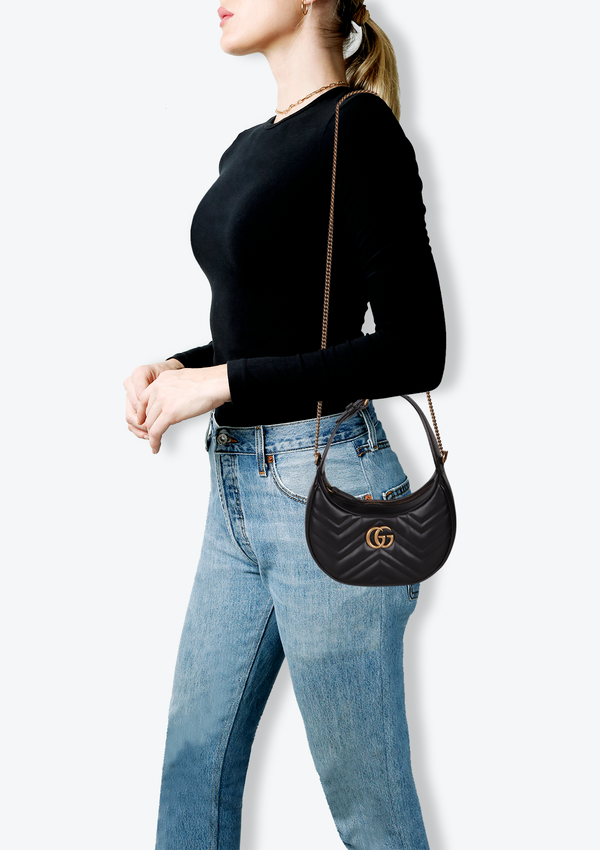 SMALL GG MARMONT HALF-MOON BAG
