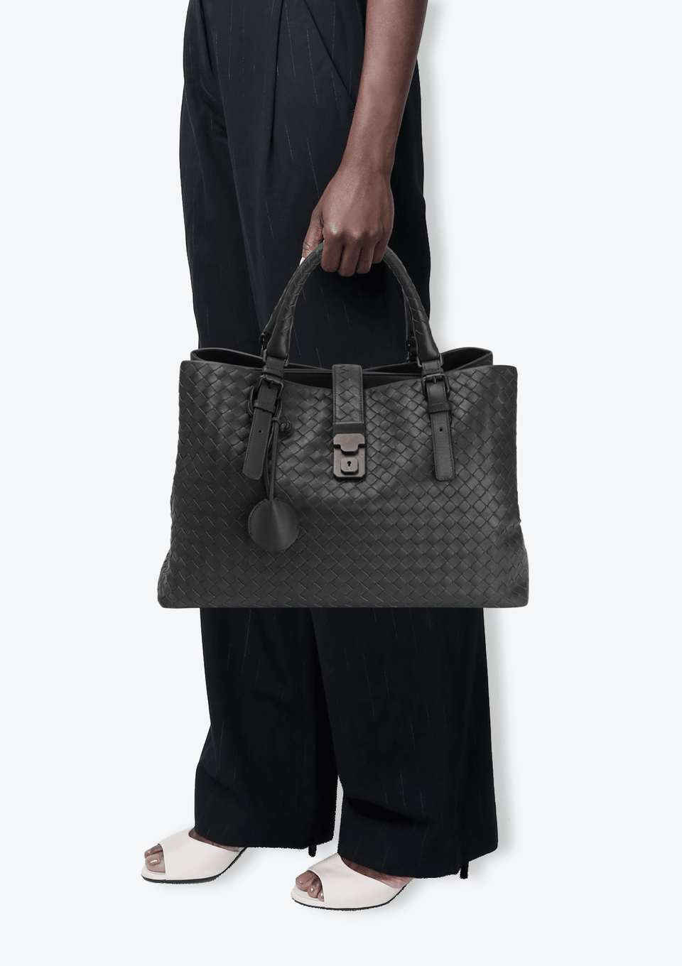 BOLSA BOTTEGA VENETA MEDIUM INTRECCIATO ROMA BAG CINZA ORIGINAL