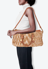 RAFFIA TRIMMED SATCHEL BAG