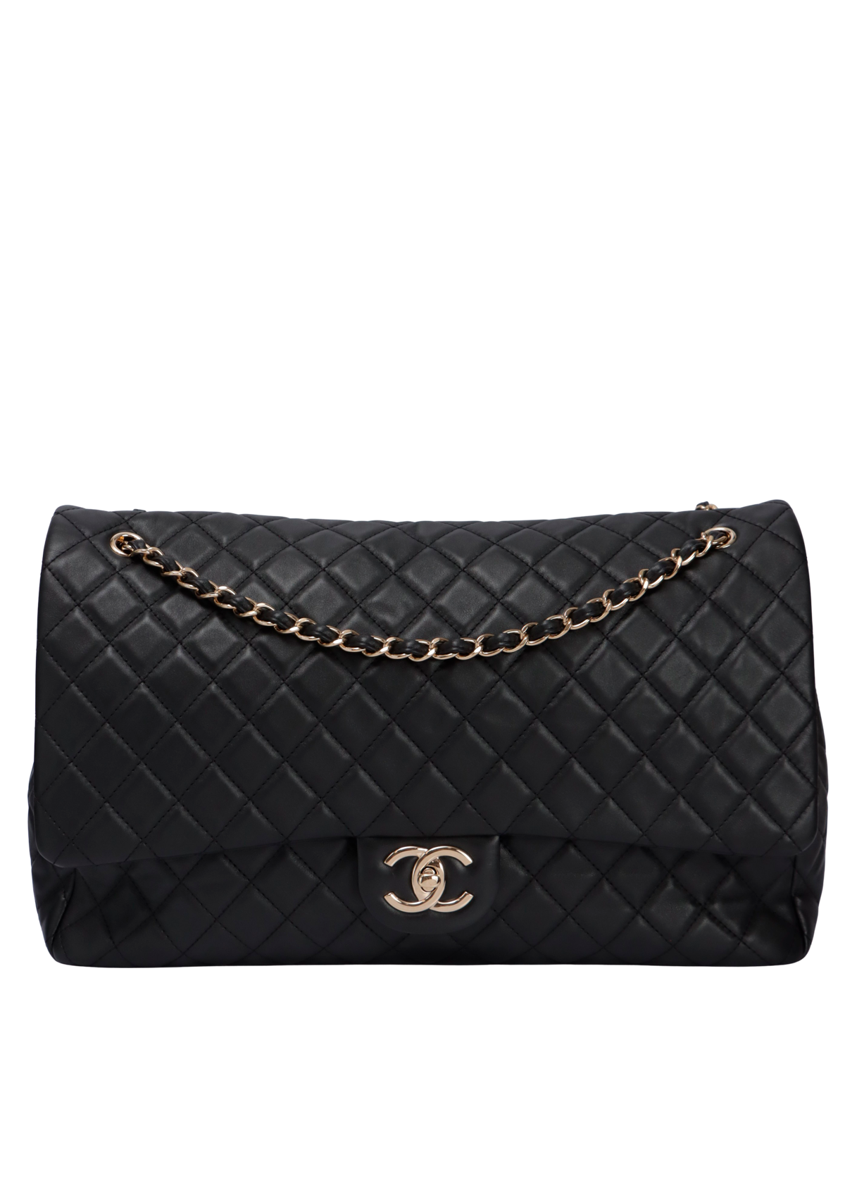 BOLSA CHANEL XXL TRAVEL CLASSIC SINGLE FLAP LAMBSKIN BAG PRETO