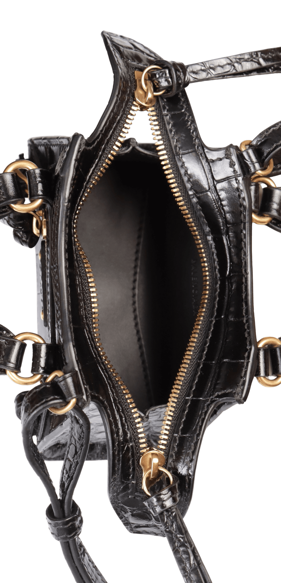 BOLSA BALENCIAGA MINI NEO CLASSIC CROCO EMBOSSED BAG PRETO