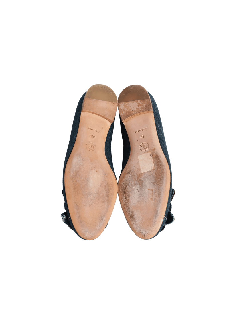 DENIM CAMELLIA BALLET FLATS