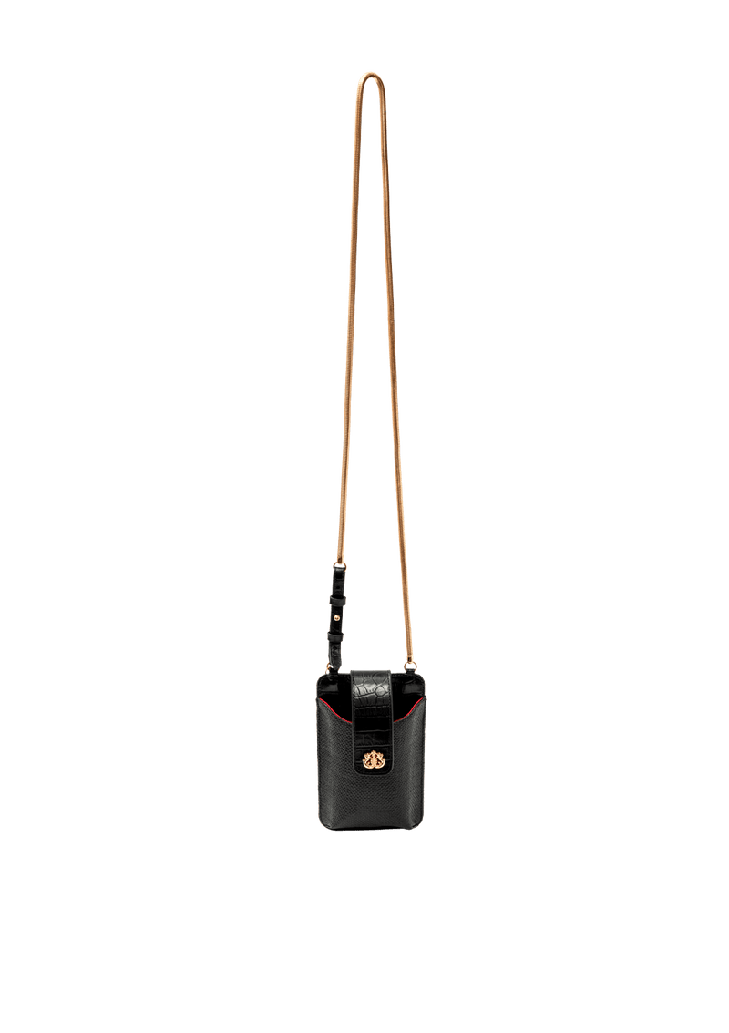 BOLSA PORTA CELULAR TIRACOLO EM PALHA PRETO