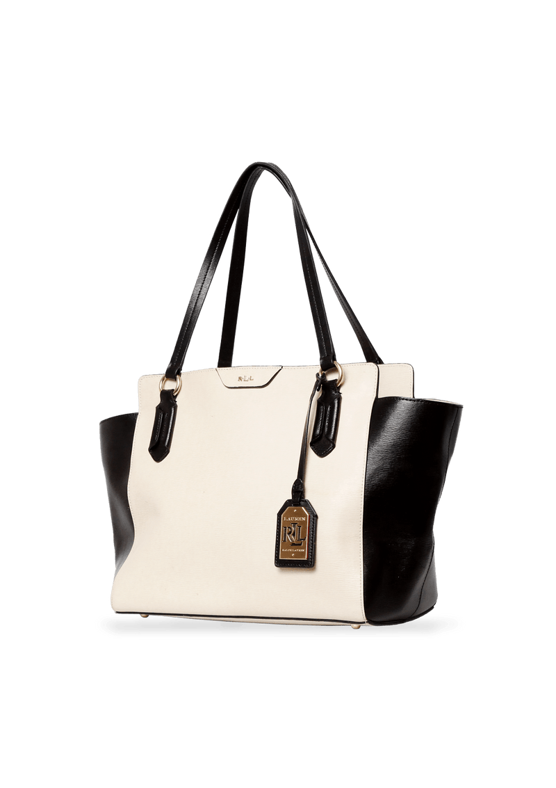 LEATHER TOTE BAG RALPH LAUREN BEGE E PRETO ORIGINAL