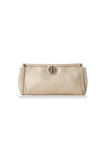 METALLIC LEATHER CLUTCH TORY BURCH BEGE ORIGINAL