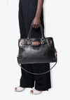 BELTED LEATHER SATCHEL BAG