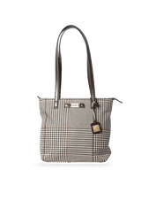 LEATHER TRIMMED HOUNDSTOOTH BAG
