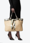 RAFFIA POSITANO SCARF TOTE