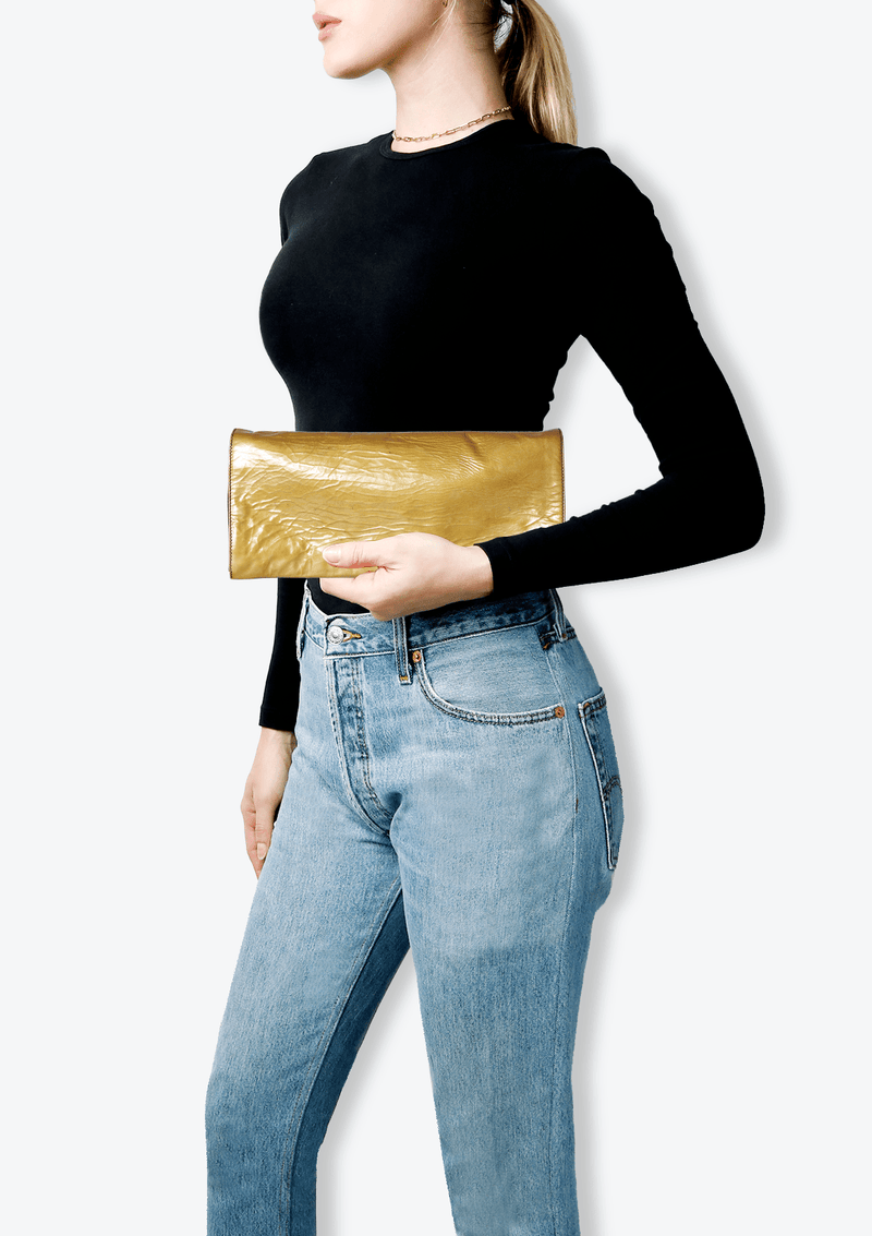 LEATHER FLAP CLUTCH