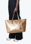 METALLIC LEATHER TOTE BAG