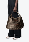LEATHER TRIMMED NYLON HOBO