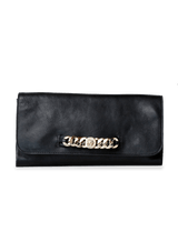 LEATHER CHAIN-LINK CLUTCH