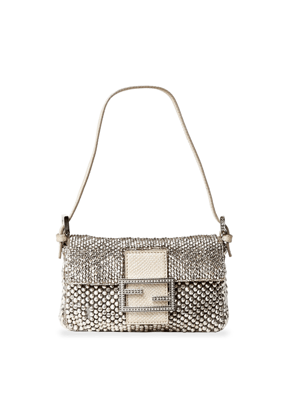 BEADED PALLADIUM MICRO BAGUETTE FENDI PRATA ORIGINAL