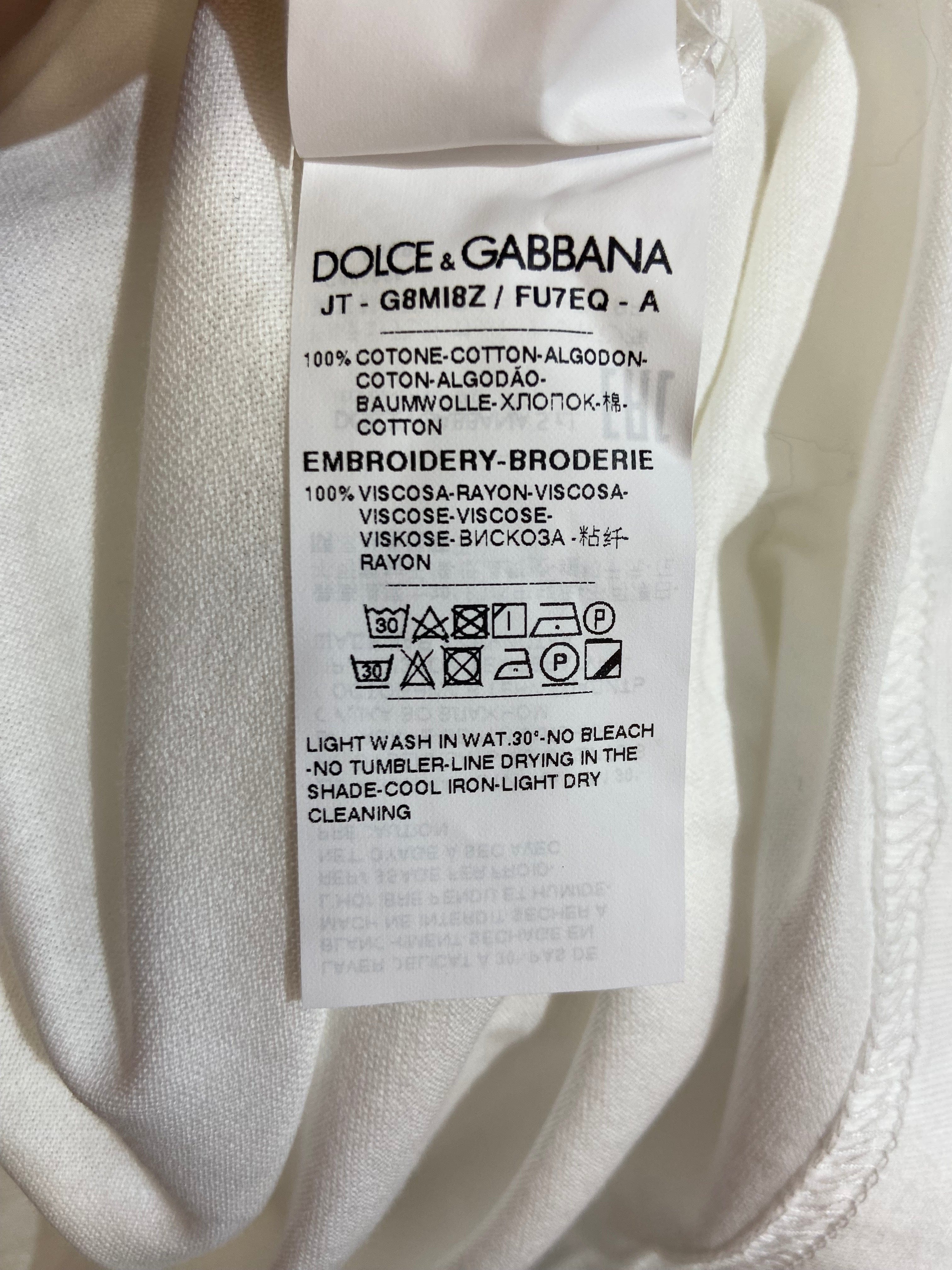 BLUSA DOLCE & GABBANA LOGO EMBROIDERY T-SHIRT 54 BRANCO ORIGINAL