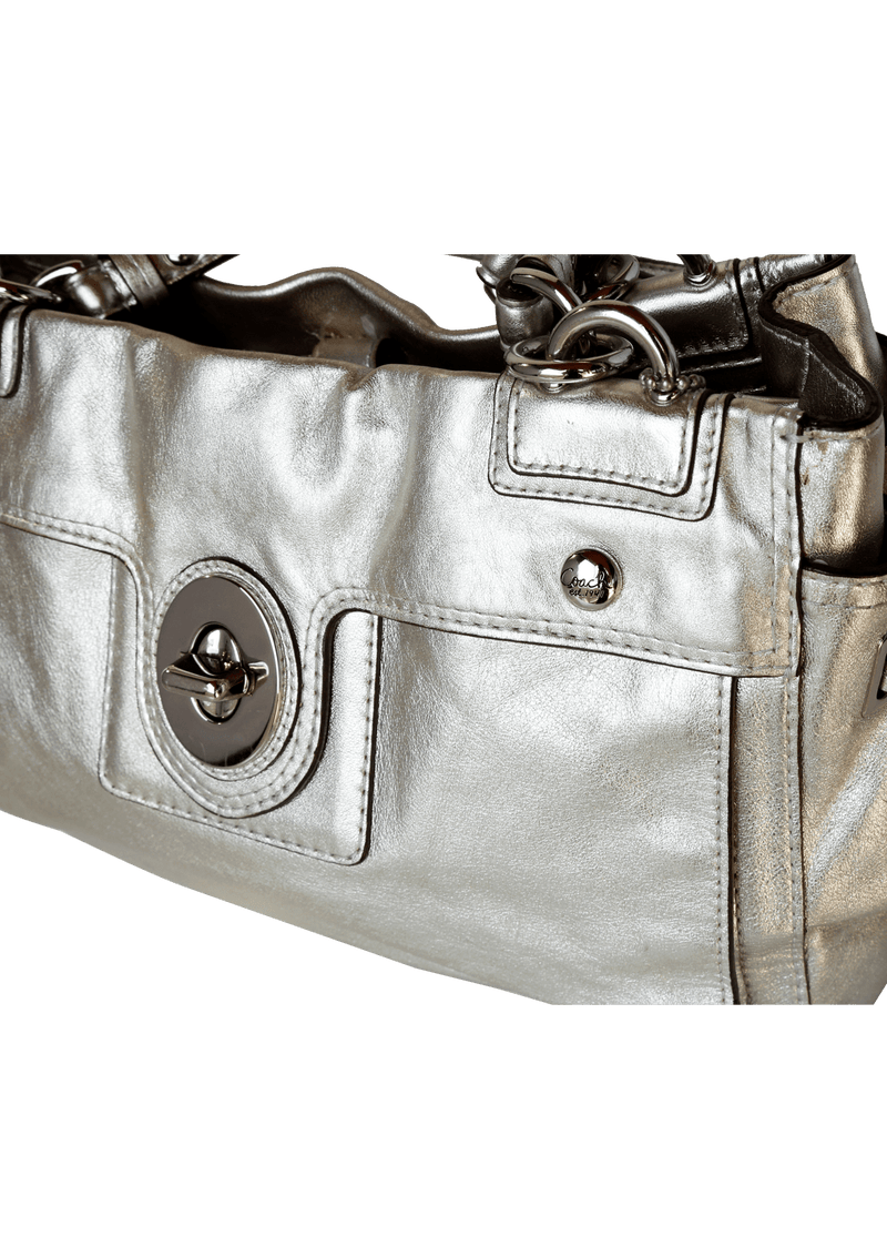 SILVER LEATHER TOTE