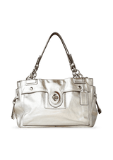 SILVER LEATHER TOTE