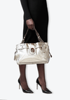 SILVER LEATHER TOTE