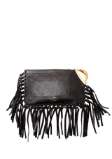 C-ROCKEE FRINGE CLUTCH VALENTINO PRETA ORIGINAL