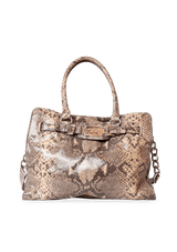 EMBOSSED LEATHER SATCHEL