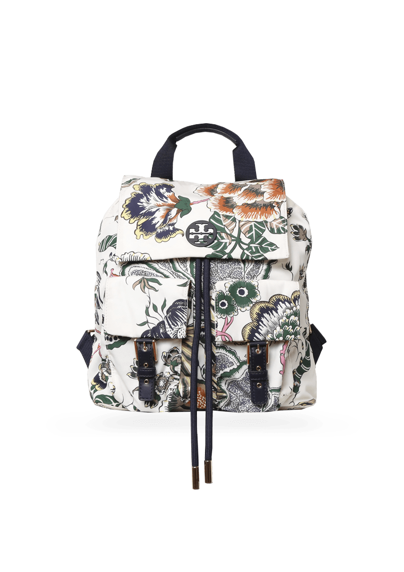 LEATHER-TRIMMED NYLON BACKPACK