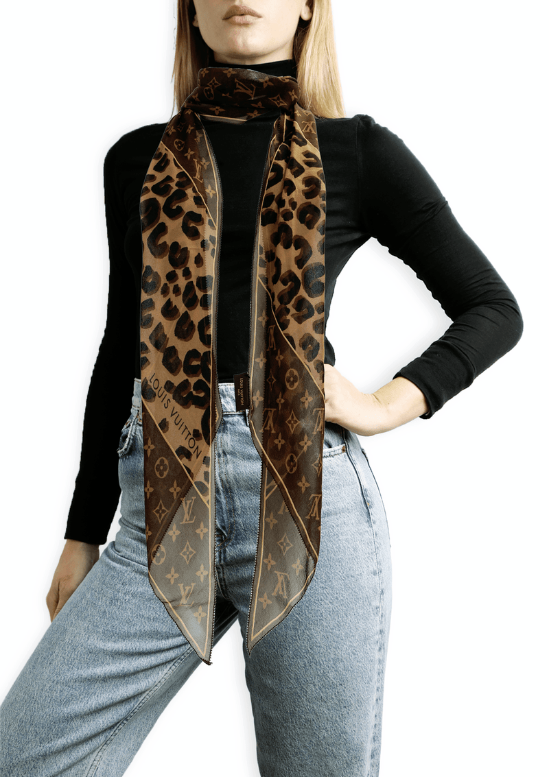 MONOGRAM LEOPARD SILK SCARF