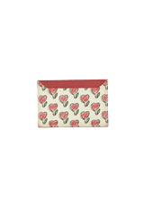 HEART-PRINT SAFFIANO CARD HOLDER