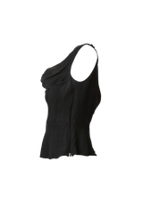 BLUSA PRADA RUFFLE SLEEVELESS TOP 40 PRETO ORIGINAL – Gringa