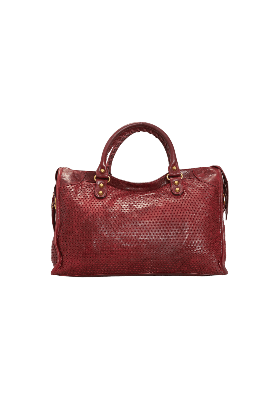 BOLSA BALENCIAGA AGNEAU CROSS PERFORATED CITY BAG VINHO ORIGINAL