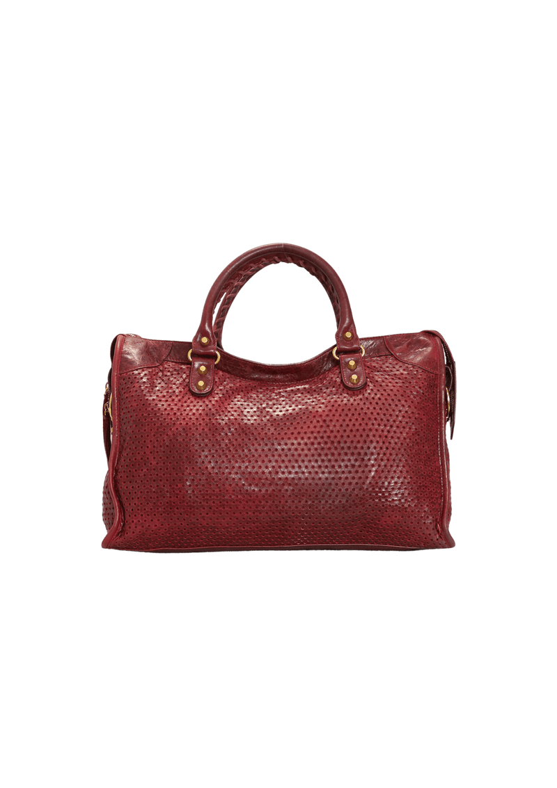 AGNEAU CROSS PERFORATED CITY BAG