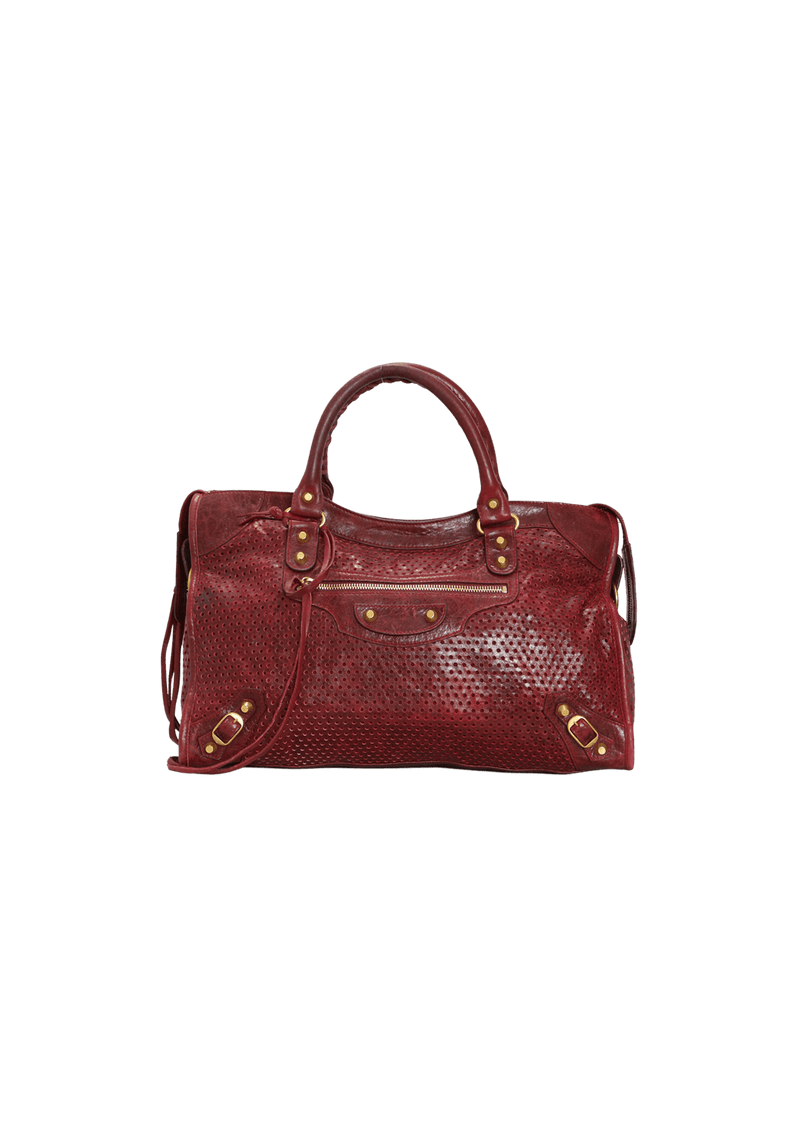 AGNEAU CROSS PERFORATED CITY BAG