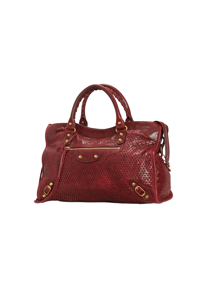 AGNEAU CROSS PERFORATED CITY BAG