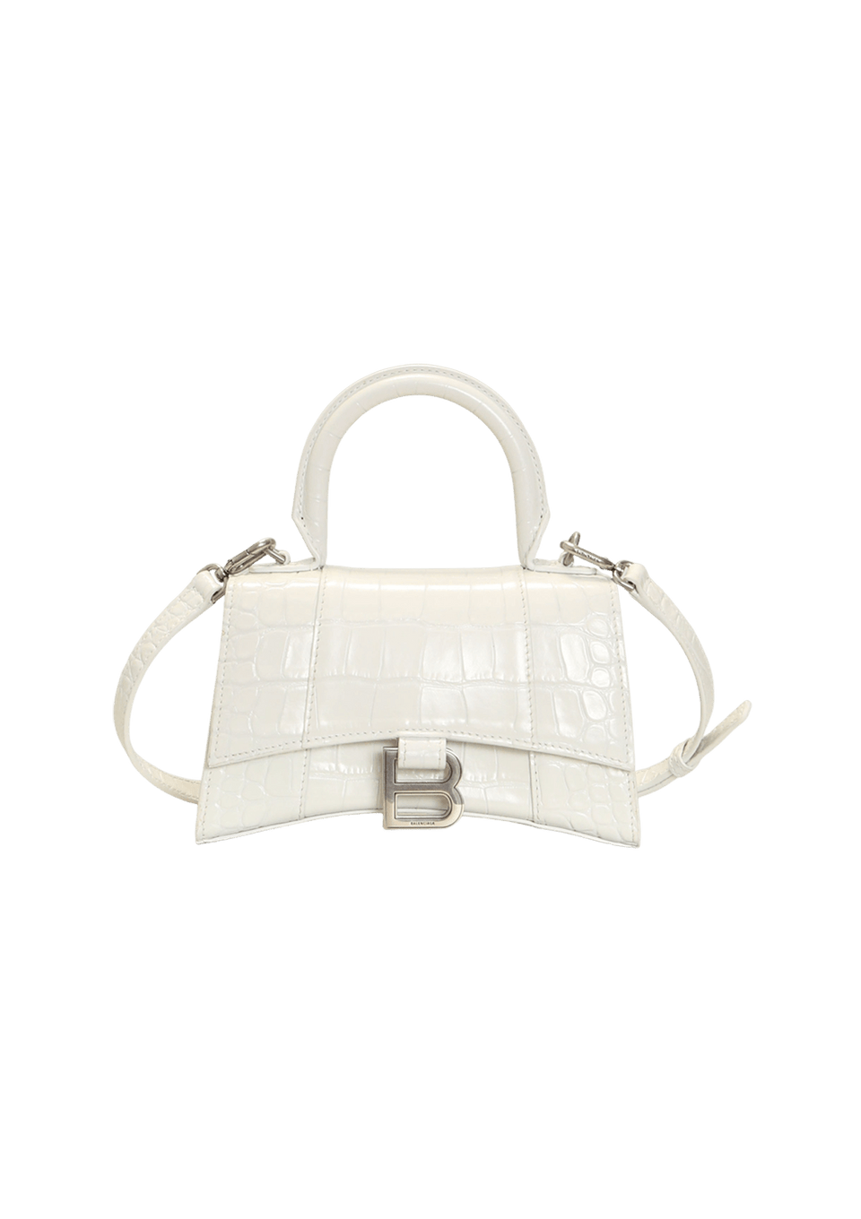 BOLSA BALENCIAGA HOURGLASS XS CROCO EMBOSSED BRANCO ORIGINAL – Gringa