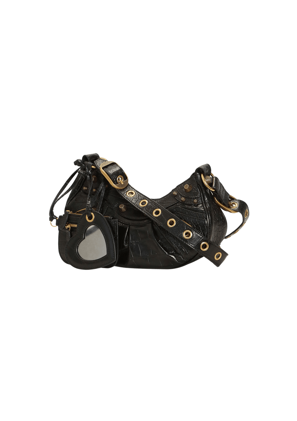 BOLSA BALENCIAGA LE CAGOLE XS CROCODILE EMBOSSED PRETO ORIGINAL