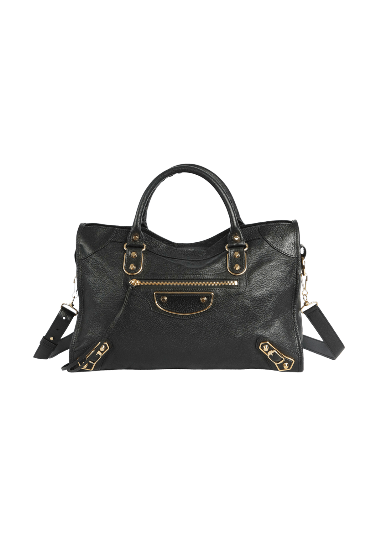 BOLSA BALENCIAGA MOTOCROSS CLASSIC METALLIC EDGE CITY PRETO