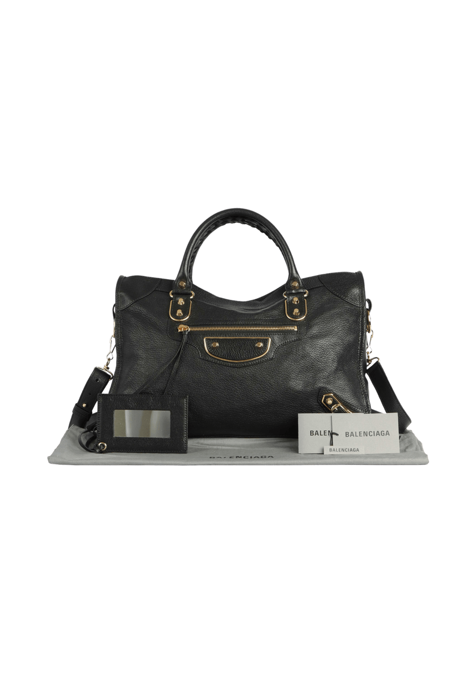 BOLSA BALENCIAGA MOTOCROSS CLASSIC METALLIC EDGE CITY PRETO