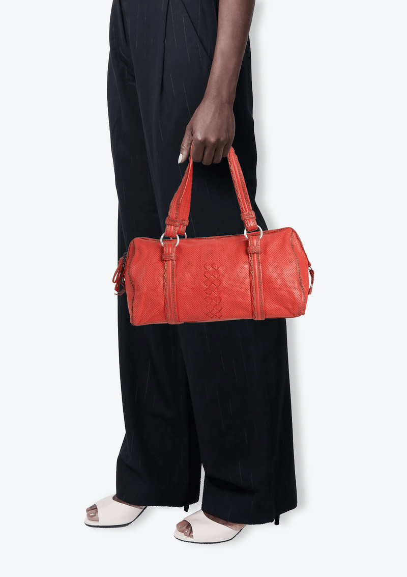 LEATHER PERFORATED HANDLE BAG