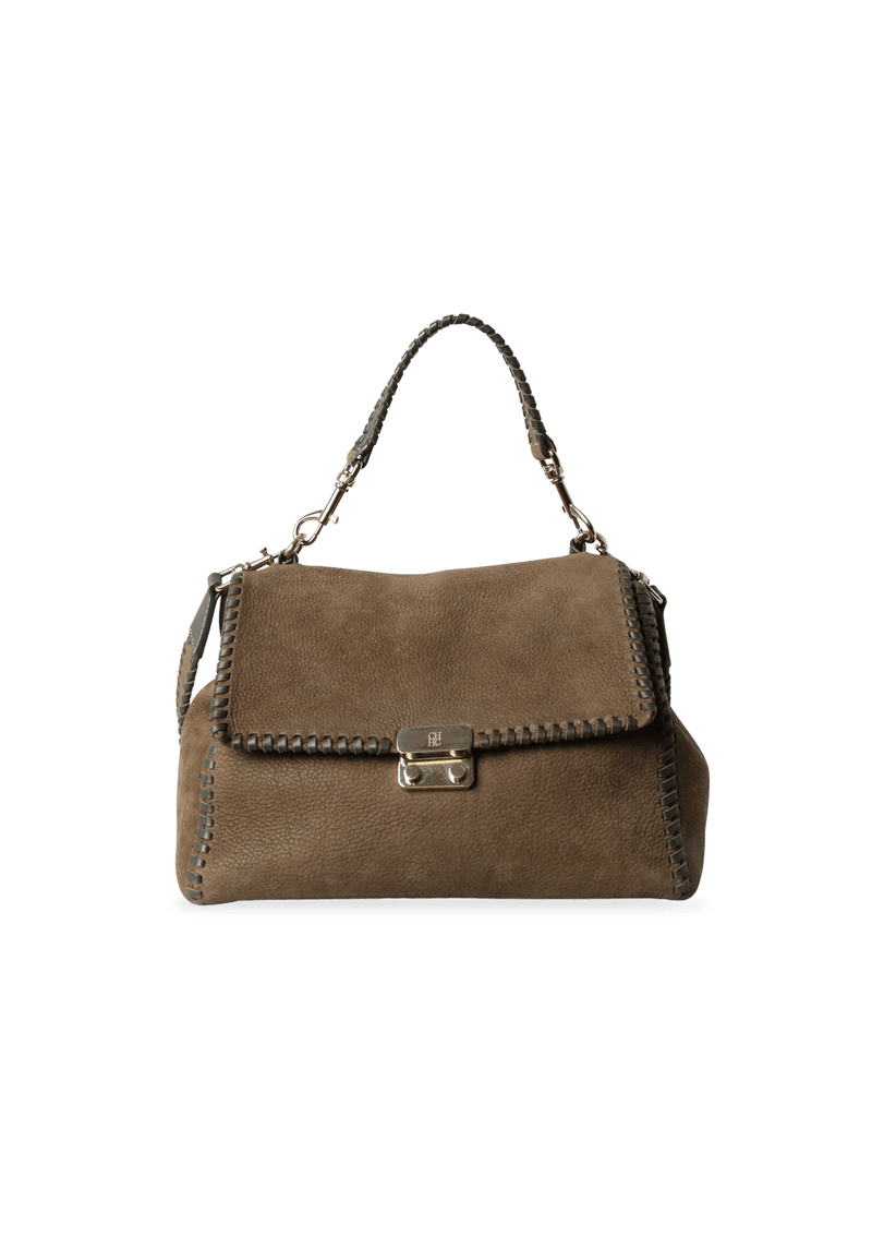 GRAINED LEATHER FLAP BAG