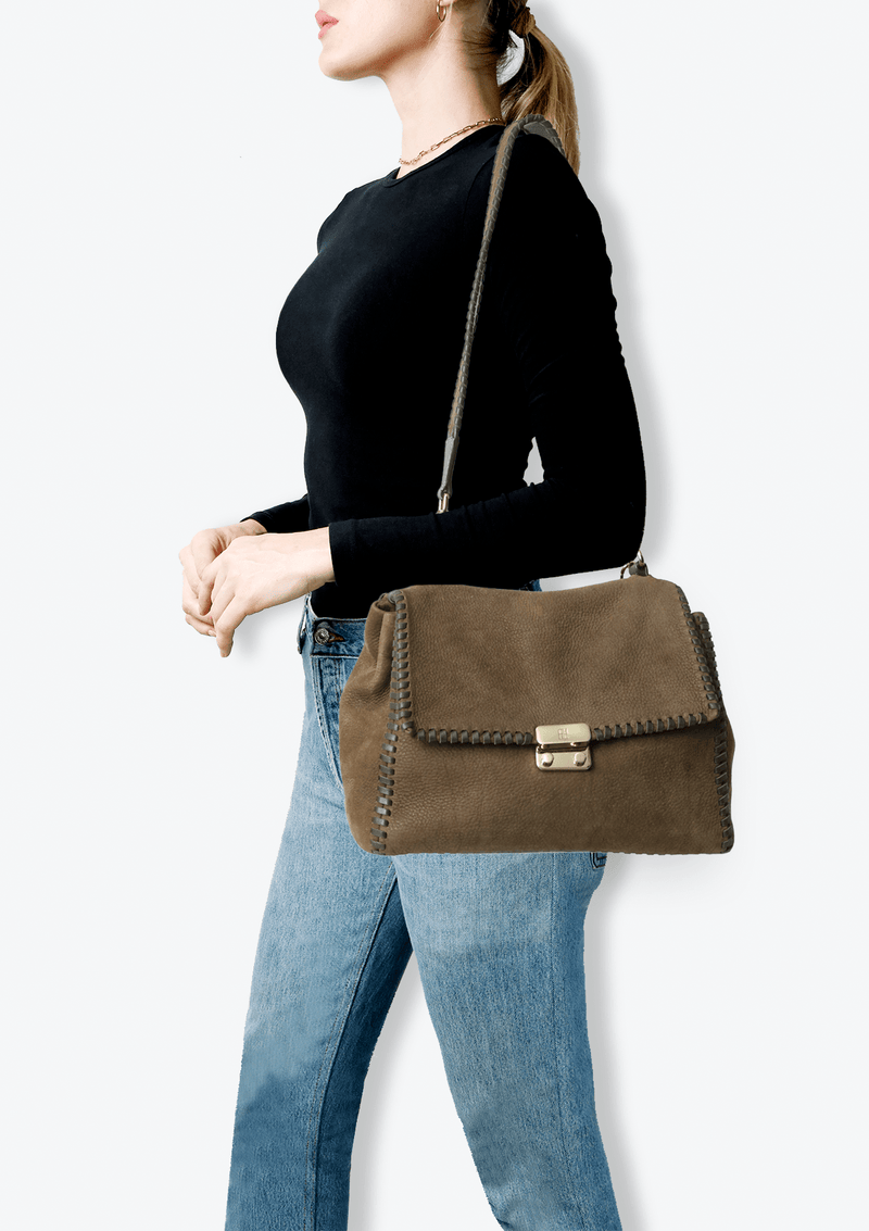 GRAINED LEATHER FLAP BAG