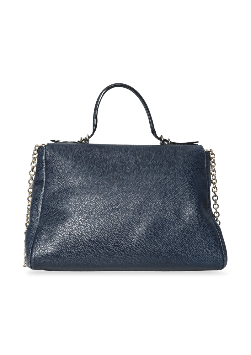 GRAINED LEATHER TOP HANDLE BAG